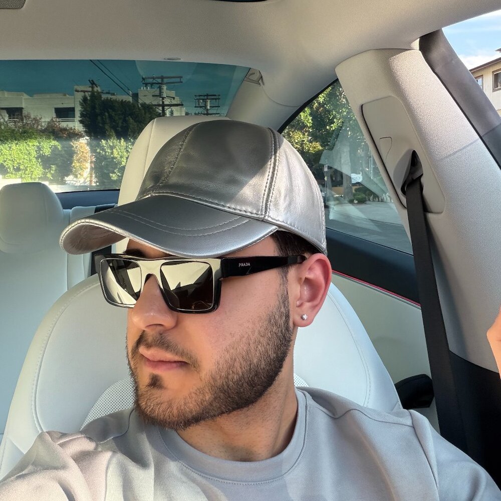 Silver Genuine Leather Cap Leather Baseball Cap Handmade Leather Cap Unisex